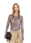 Illusion Print Mesh Top