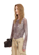 Illusion Print Mesh Top