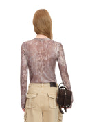 Illusion Print Mesh Top