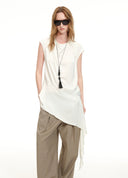 Satin Stand Collar Long Top