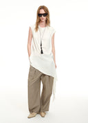 Satin Stand Collar Long Top