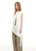 Satin Stand Collar Long Top