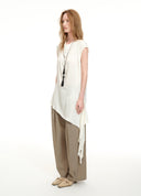 Satin Stand Collar Long Top