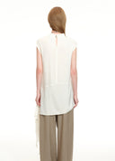 Satin Stand Collar Long Top