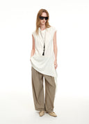 Satin Stand Collar Long Top