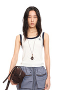 Number Embroidered Knit Tank