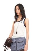 Number Embroidered Knit Tank