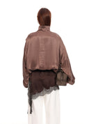 Mocha Satin Lace Cami Top