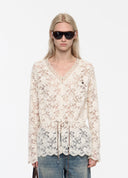Ivory Floral Lace Long Top