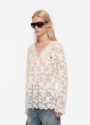 Ivory Floral Lace Long Top