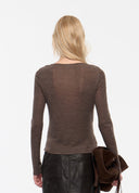Dark Brown Lace-Trim Draped Knit