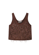 Dark Brown Tiered Sequin Top