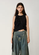 Black Sheer Fringe Top
