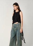 Black Sheer Fringe Top