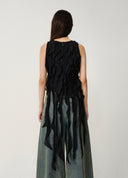Black Sheer Fringe Top
