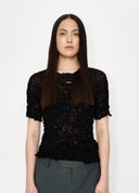 Dark Crinkle-Texture T-Shirt