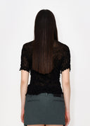 Dark Crinkle-Texture T-Shirt