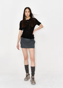 Dark Crinkle-Texture T-Shirt
