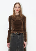 Brown Layered-Effect Flocked Top