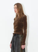 Brown Layered-Effect Flocked Top