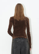 Brown Layered-Effect Flocked Top