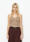 Camel Chain-Detail Knit Cami Top