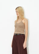 Camel Chain-Detail Knit Cami Top