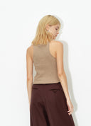 Camel Chain-Detail Knit Cami Top