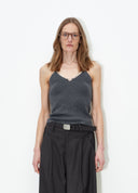 Grey Chain-Detail Knit Cami Top