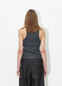 Grey Chain-Detail Knit Cami Top