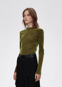 Chartreuse Flocked Long-Sleeve Top