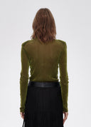 Chartreuse Flocked Long-Sleeve Top