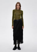 Chartreuse Flocked Long-Sleeve Top