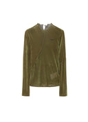 Chartreuse Flocked Long-Sleeve Top