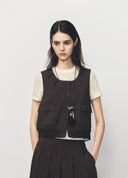 Brown Coffee Utility Style Cropped Vest