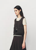 Brown Coffee Utility Style Cropped Vest