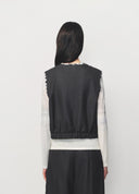 Printed Contrast Trim Cropped Tailored Vest