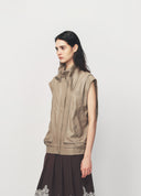 Sand Deconstructed Utility Style Leather Vest