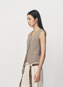 Cinnamon Metal Buckle Slim Fit Vest