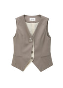 Cinnamon Metal Buckle Slim Fit Vest