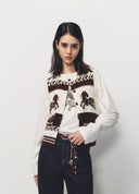 Brown Little Bamboo Horse Graphic Knit Vest