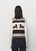 Brown Little Bamboo Horse Graphic Knit Vest