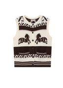 Brown Little Bamboo Horse Graphic Knit Vest