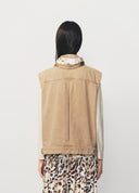 Earth Yellow Oversized Scarf Detail Denim Vest