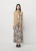 Earth Yellow Oversized Scarf Detail Denim Vest