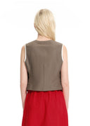 Single-breasted V-neck topstitched tailored vest