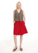 Single-breasted V-neck topstitched tailored vest