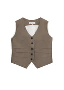 Single-breasted V-neck topstitched tailored vest