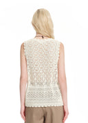 French V-Neck Drawstring Cut-Out Knit Vest