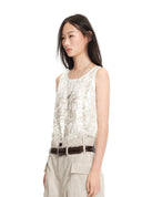 Sequin-panelled tank top